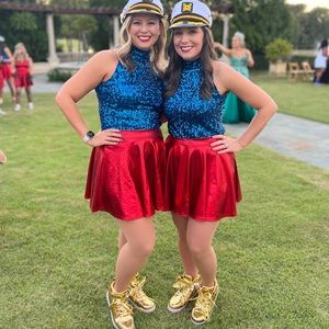 Red Shiny Skater Skirt